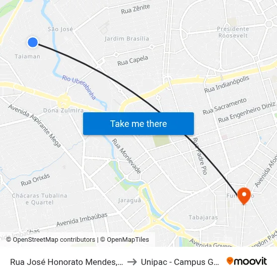 Rua José Honorato Mendes, 231 to Unipac - Campus Gama map