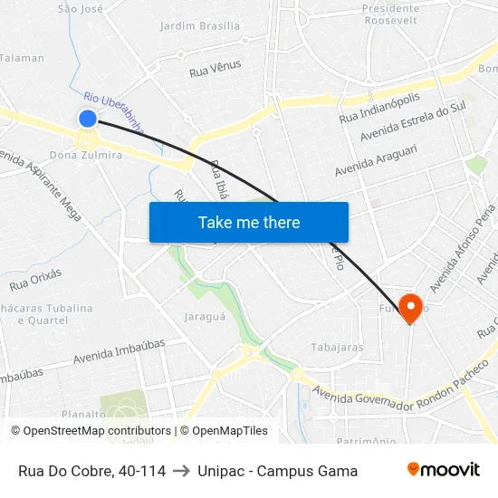Rua Do Cobre, 40-114 to Unipac - Campus Gama map