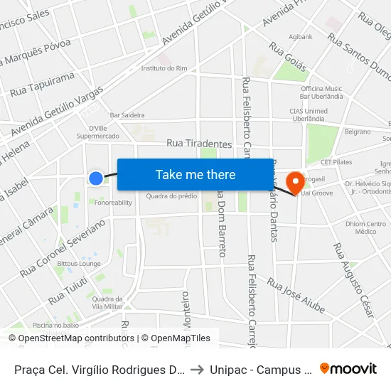 Praça Cel. Virgílio Rodrigues Da Cunha to Unipac - Campus Gama map