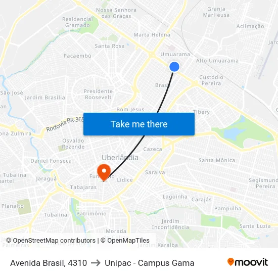 Avenida Brasil, 4310 to Unipac - Campus Gama map
