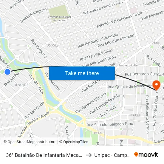 36° Batalhão De Infantaria Mecanizado (Ponto 3) to Unipac - Campus Gama map