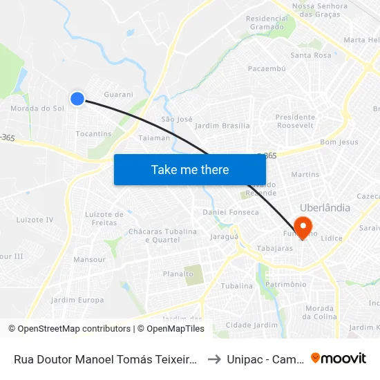 Rua Doutor Manoel Tomás Teixeira De Souza, 1411-1463 to Unipac - Campus Gama map