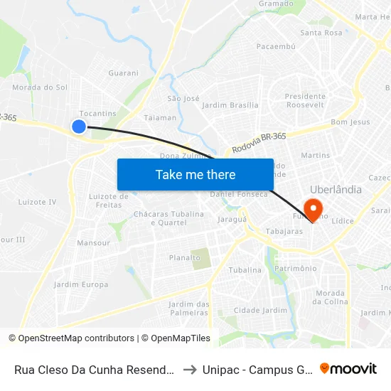 Rua Cleso Da Cunha Resende, 553 to Unipac - Campus Gama map