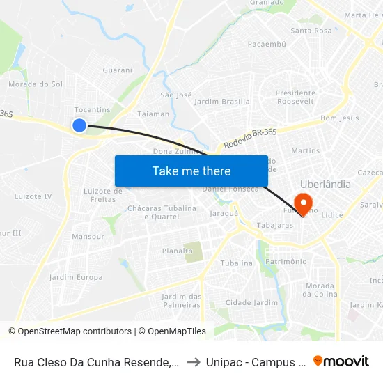 Rua Cleso Da Cunha Resende, 563-863 to Unipac - Campus Gama map