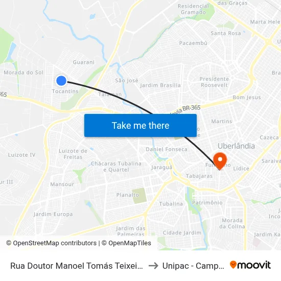 Rua Doutor Manoel Tomás Teixeira De Souza, 944 to Unipac - Campus Gama map