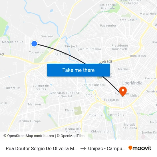 Rua Doutor Sérgio De Oliveira Marquês, 1133 to Unipac - Campus Gama map