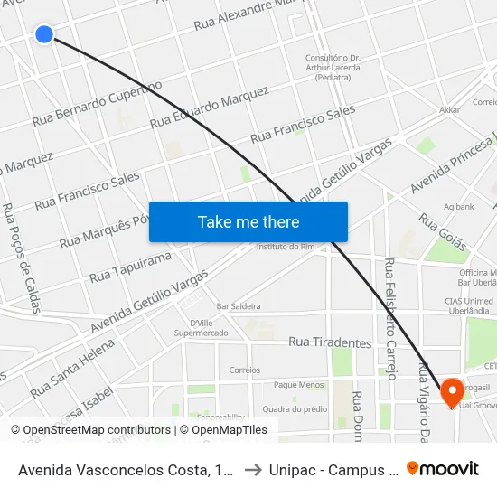 Avenida Vasconcelos Costa, 1627-1681 to Unipac - Campus Gama map