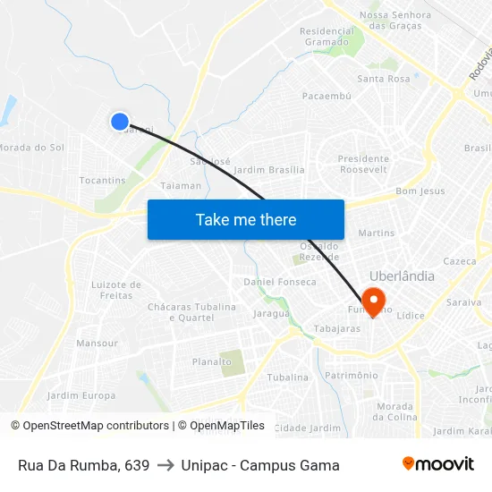 Rua Da Rumba, 639 to Unipac - Campus Gama map