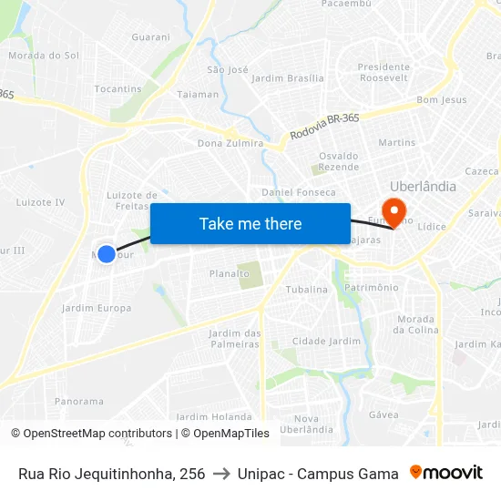 Rua Rio Jequitinhonha, 256 to Unipac - Campus Gama map