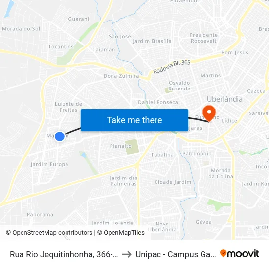 Rua Rio Jequitinhonha, 366-400 to Unipac - Campus Gama map