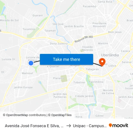 Avenida José Fonseca E Sílva, 1051-1097 to Unipac - Campus Gama map