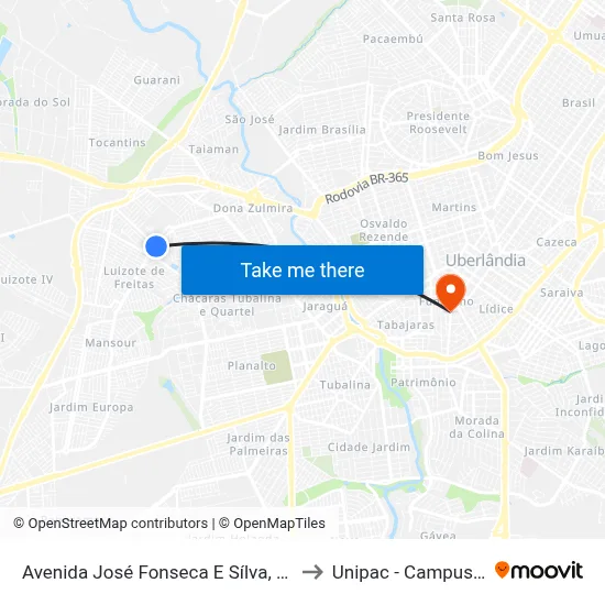 Avenida José Fonseca E Sílva, 5164-5342 to Unipac - Campus Gama map