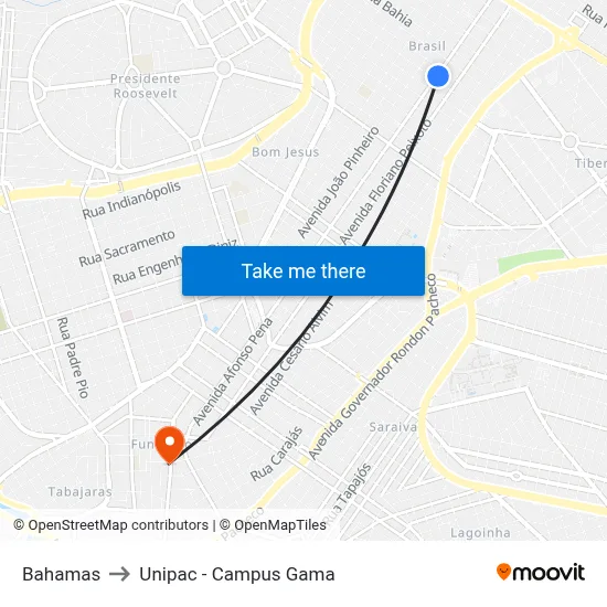 Bahamas to Unipac - Campus Gama map