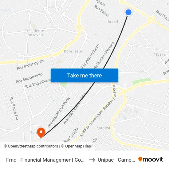 Fmc - Financial Management Control (Call Center) to Unipac - Campus Gama map