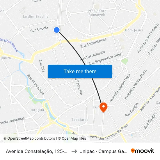Avenida Constelação, 125-143 to Unipac - Campus Gama map