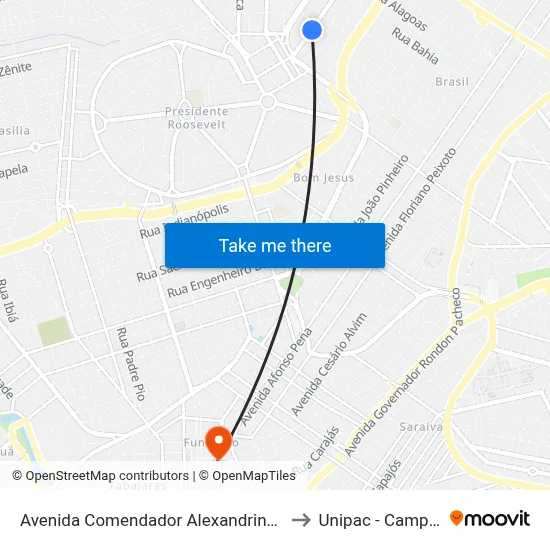 Avenida Comendador Alexandrino García, 236-294 to Unipac - Campus Gama map