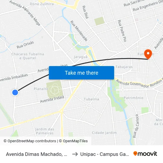 Avenida Dimas Machado, 280 to Unipac - Campus Gama map