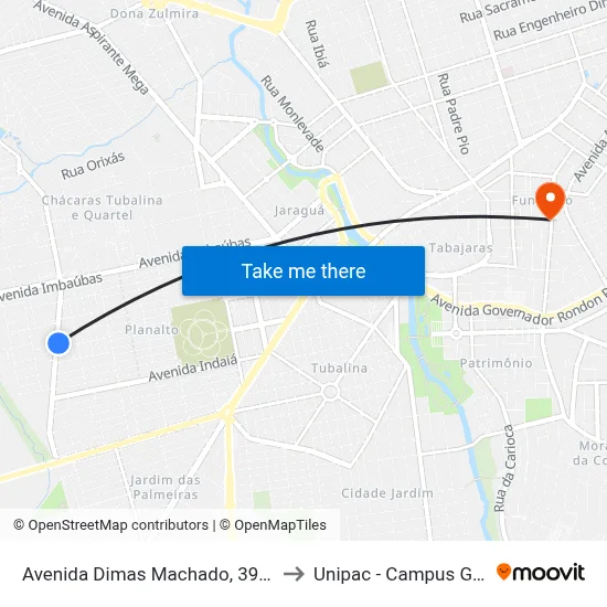 Avenida Dimas Machado, 395-453 to Unipac - Campus Gama map