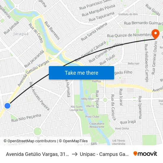 Avenida Getúlio Vargas, 3157 to Unipac - Campus Gama map