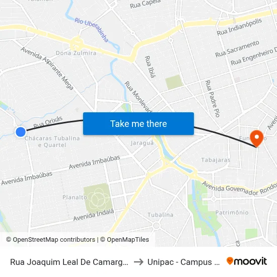 Rua Joaquim Leal De Camargos, 2-66 to Unipac - Campus Gama map