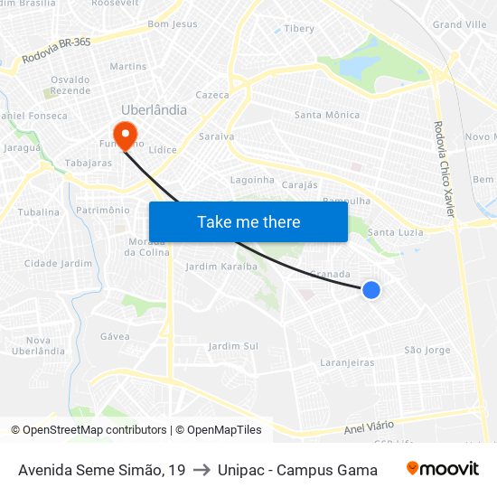 Avenida Seme Simão, 19 to Unipac - Campus Gama map