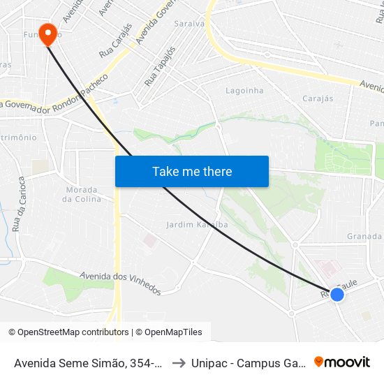 Avenida Seme Simão, 354-532 to Unipac - Campus Gama map