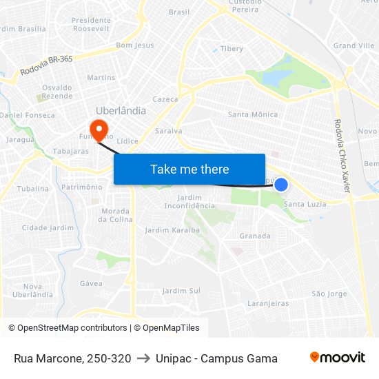 Rua Marcone, 250-320 to Unipac - Campus Gama map
