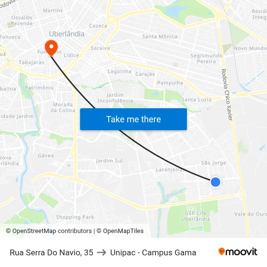 Rua Serra Do Navio, 35 to Unipac - Campus Gama map