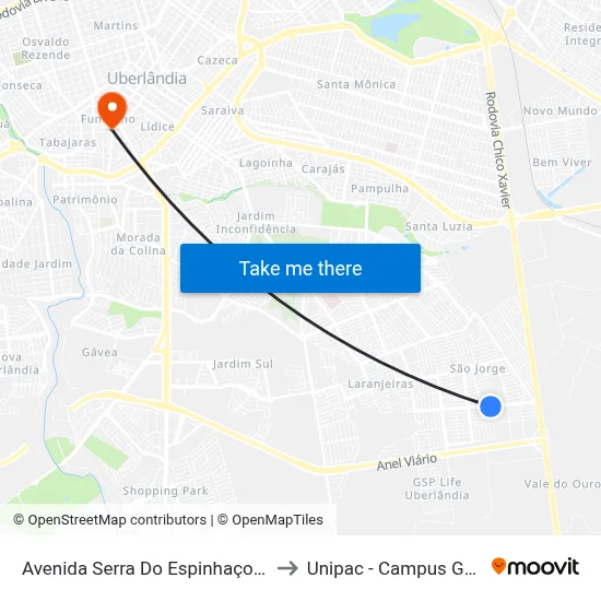 Avenida Serra Do Espinhaço, 699 to Unipac - Campus Gama map