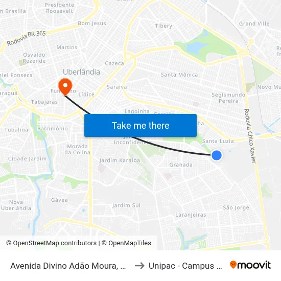 Avenida Divino Adão Moura, 106-278 to Unipac - Campus Gama map