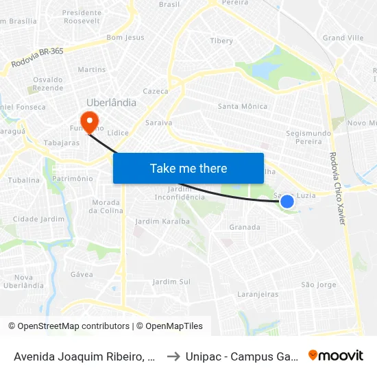 Avenida Joaquim Ribeiro, 335 to Unipac - Campus Gama map