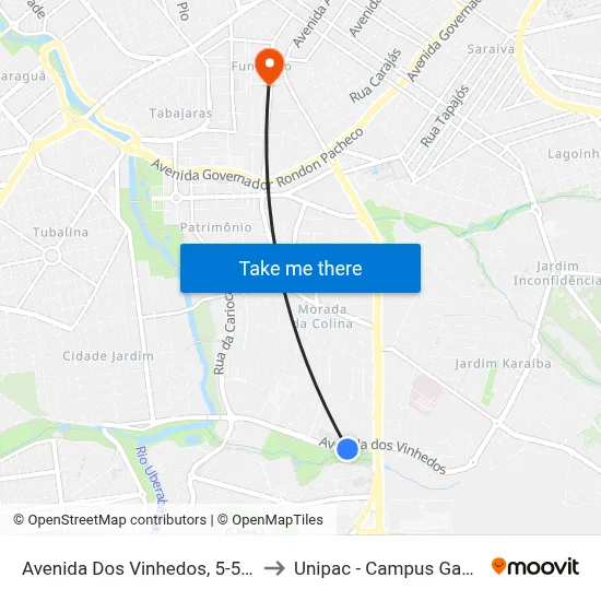 Avenida Dos Vinhedos, 5-529 to Unipac - Campus Gama map