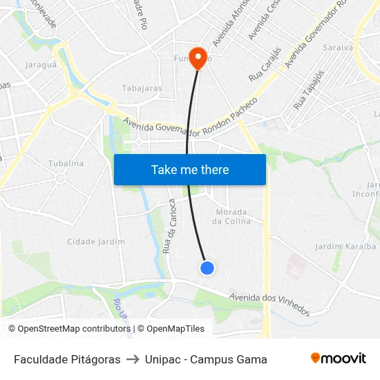 Faculdade Pitágoras to Unipac - Campus Gama map