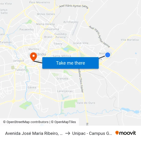 Avenida José Maria Ribeiro, 1320 to Unipac - Campus Gama map