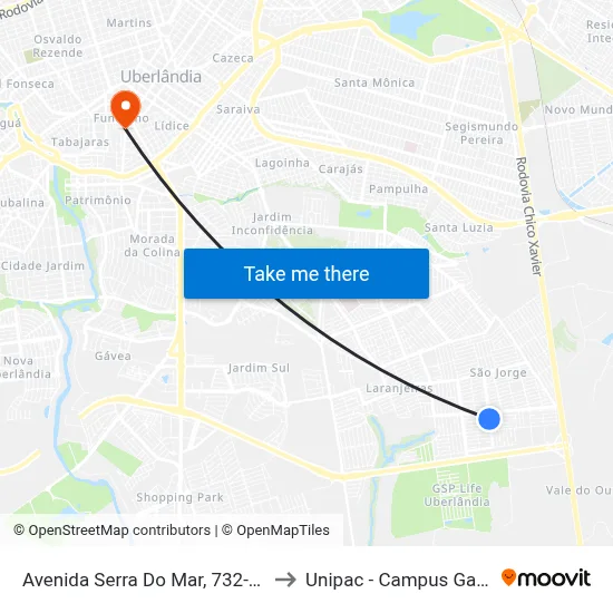 Avenida Serra Do Mar, 732-790 to Unipac - Campus Gama map