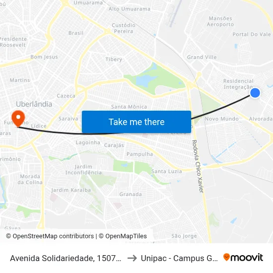 Avenida Solidariedade, 1507-1637 to Unipac - Campus Gama map