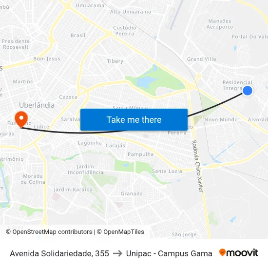 Avenida Solidariedade, 355 to Unipac - Campus Gama map