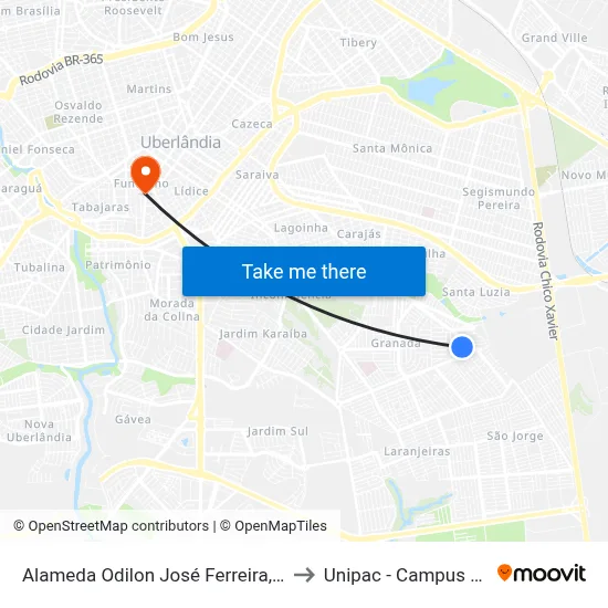 Alameda Odilon José Ferreira, 70-196 to Unipac - Campus Gama map