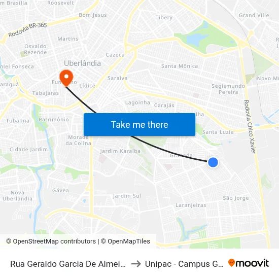 Rua Geraldo Garcia De Almeida, 61 to Unipac - Campus Gama map