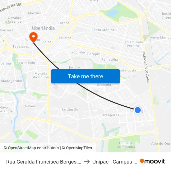 Rua Geralda Francisca Borges, 644-694 to Unipac - Campus Gama map