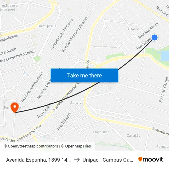 Avenida Espanha, 1399-1491 to Unipac - Campus Gama map