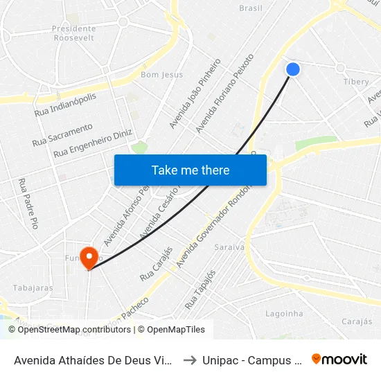 Avenida Athaídes De Deus Vieira, 488 to Unipac - Campus Gama map