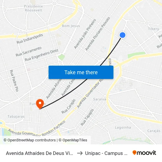 Avenida Athaídes De Deus Vieira, 88 to Unipac - Campus Gama map