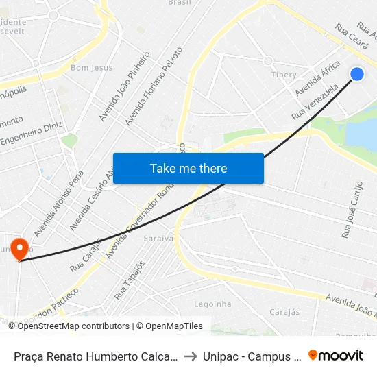 Praça Renato Humberto Calcagno, 210 to Unipac - Campus Gama map