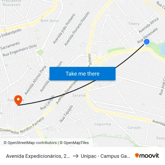 Avenida Expedicionários, 247 to Unipac - Campus Gama map