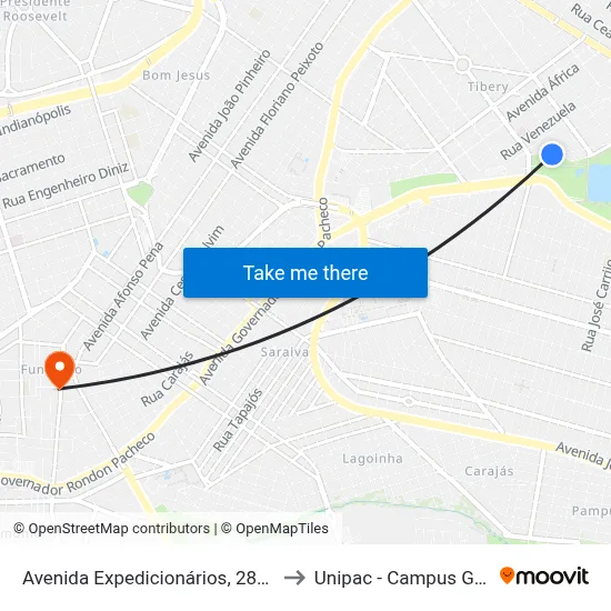 Avenida Expedicionários, 286-464 to Unipac - Campus Gama map