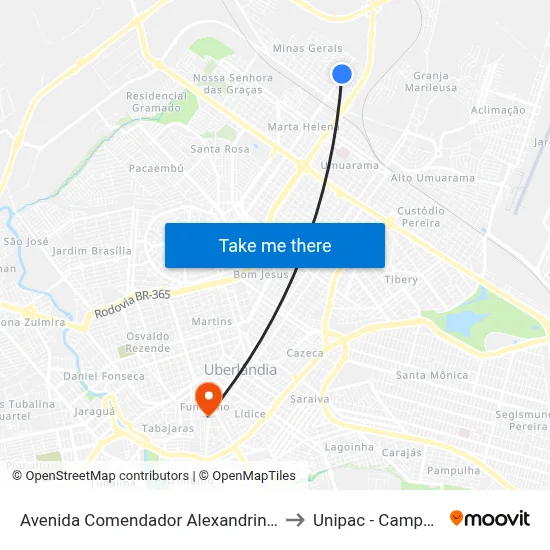 Avenida Comendador Alexandrino Garcia, 3119 to Unipac - Campus Gama map