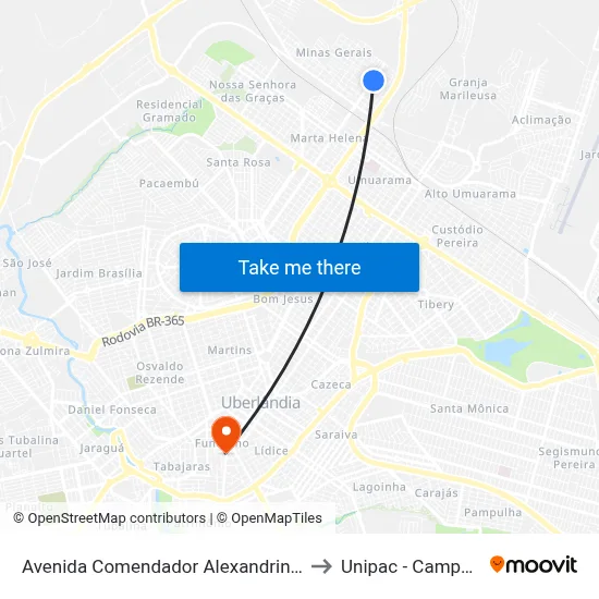 Avenida Comendador Alexandrino Garcia, 3144 to Unipac - Campus Gama map