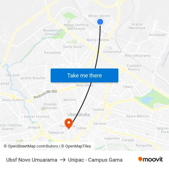 Ubsf Novo Umuarama to Unipac - Campus Gama map