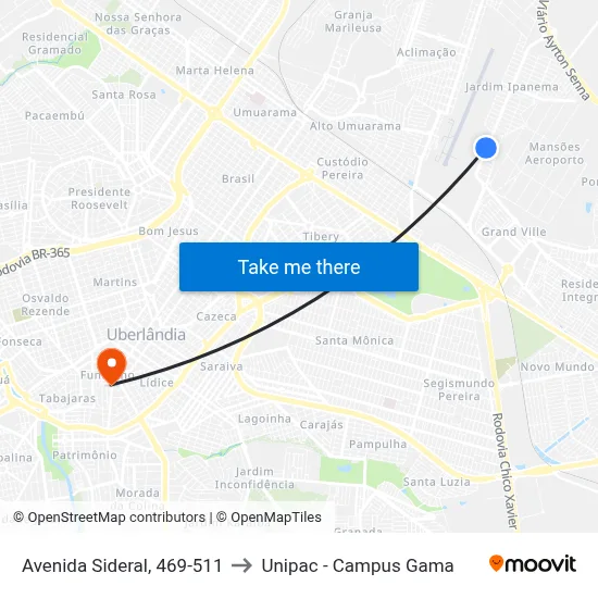 Avenida Sideral, 469-511 to Unipac - Campus Gama map